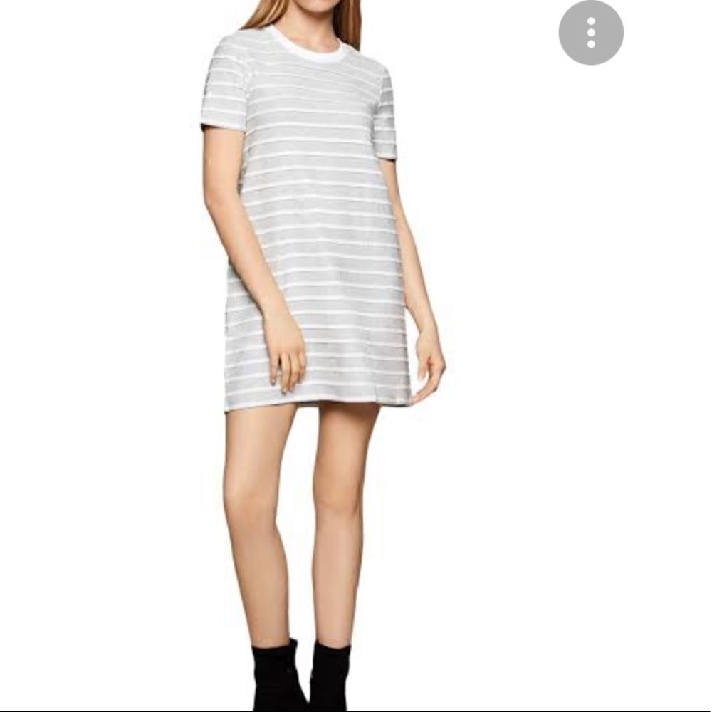 NWOT BCBGeneration Gray Scallop Striped Dress